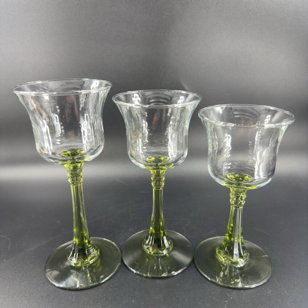 Partylite Glass Votive Candle Holder Set 3 Glass Clear Top And Green Bottom VTG - Picture 13 of 14